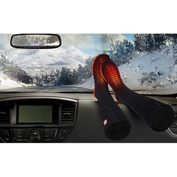 Heated Electric Socks Unisex Winter Warm Thermal Socks Skiing Hiking Camp Black - Picture 7 of 11